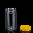 PET Food Plastic Can Round Clear Jars With Self Seal Plastic Caps