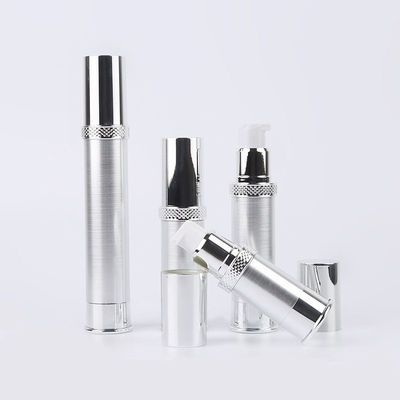 Airless Plastic Silver Aluminum Slimline Lotion Pump Dispenser 10ml - 30ml Unique Collar