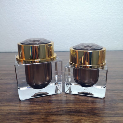 उच्च गुणवत्ता 15g 30g 50g ब्राउन प्लास्टिक PMMA एक्रिलिक ग्लॉड प्लेटिंग क्रीम जार आपूर्तिकर्ता कॉस्मेटिक पैकेजिंग